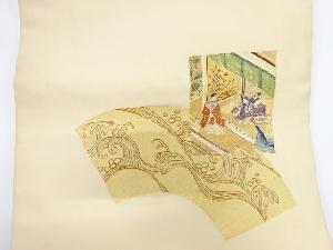 アンティーク　平安人物に荒波模様織り出し名古屋帯